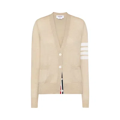 Pre-owned Thom Browne 4 Bar Relaxed Fit V-neck Cardigan 'beige' | Tan | Women's Size 40