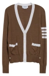 Thom Browne V-neck Cardigan In Brown