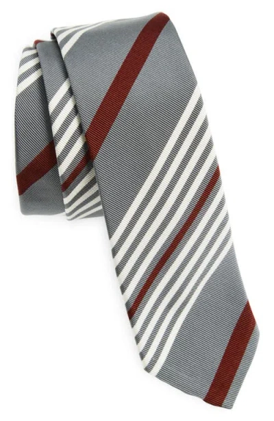 Thom Browne 4-bar Rep Stripe Silk & Cotton Tie In Burgundy