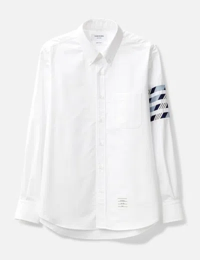 Thom Browne Grey Funmix Checked Cotton Shirt In Medium Blue