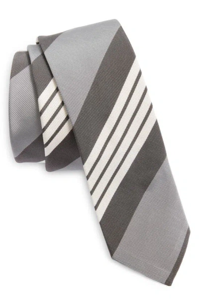 Thom Browne 4-bar Repp Stripe Silk & Cotton Tie In Medium Grey
