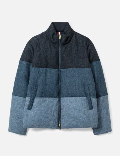 Thom Browne 4-bar Reversible Funnel Neck Padded Jacket In Blue