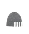 Thom Browne Grosgrain Loop Tab Cashmere Beanie In Gray