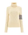 Thom Browne 4-bar Roll-neck Wool Jumper In Nude