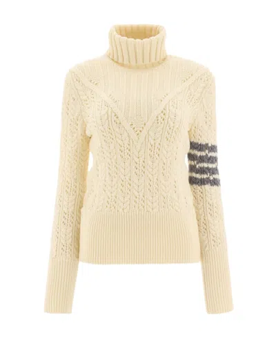 Thom Browne 4-bar Roll-neck Wool Jumper In Nude