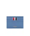 Thom Browne 4-bar Rose-embroidered Leather Cardholder In Blue