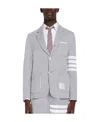 Thom Browne 4-bar Seersucker Single-breasted Blazer In Gray