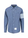 Thom Browne 4-bar Straight-fit Chambray Shirt In Blue