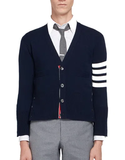 Thom Browne 4-bar Short Cashmere Cardigan In Blue