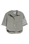 Thom Browne 4-bar Short Sleeve Eyelash Tweed Crop Shirt Jacket