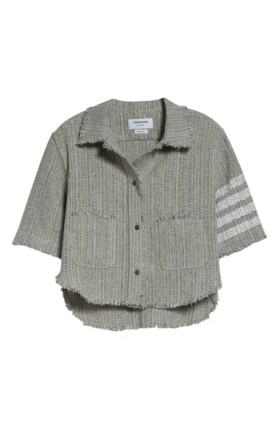 Thom Browne 4-bar Short Sleeve Eyelash Tweed Crop Shirt Jacket