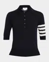 Thom Browne 4 Bar Short-sleeve Fine Merino Wool Polo Shirt In Black