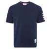 Thom Browne Short-sleeve Crew Neck T-shirt With Bold Sleeve Stripes In Black
