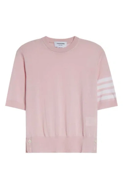 Thom Browne Crew Neck Striped Sleeve Tank Top In Pink