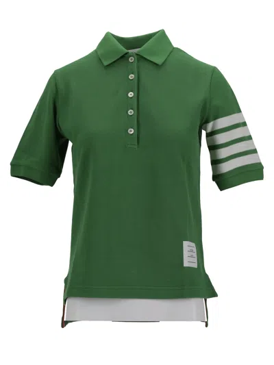 Thom Browne 4 Bar Short Sleeved Polo Top In Green