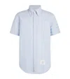 Thom Browne Collared Shirt With Front Pocket And Short Sleeves In Blue