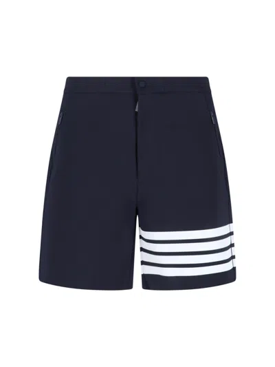 Thom Browne 4 Bar Shorts In Blue