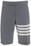 Thom Browne Medium Grey Plain Weave Suiting 4-bar Shorts In Grey
