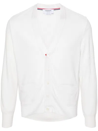 Thom Browne 4-bar Silk Cardigan In White