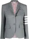 Thom Browne Four-bar Stripe Wool Cropped Single Breasted Blazer In Green