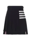 Thom Browne Back Pleated Mini Skirt With Striped Detail In Blue