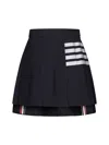Thom Browne Plain Weave 4 Bar Pleated Mini Skirt In Navy