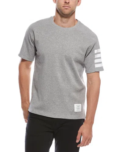 Thom Browne Heather Grey Short-sleeve T-shirt With Distinctive Stripe Detail In Gray