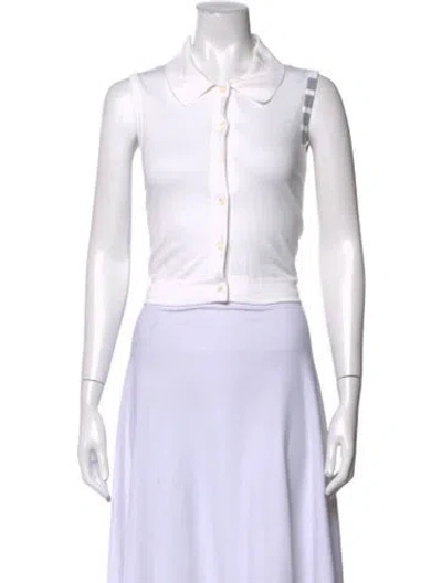 Pre-owned Thom Browne 4 Bar Sleeveless Polo In White