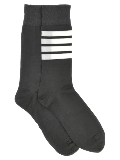 Thom Browne Grey 4-bar Stripe Socks In Grey,white