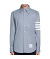 Thom Browne Flannel 4-bar Straight Fit Shirt Man Polo Shirt Multicolored Size L Cotton In Blue