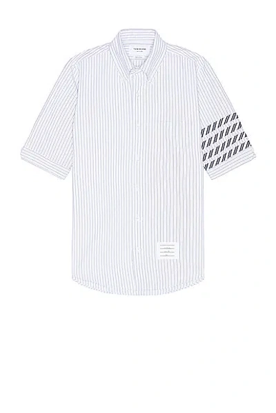 Thom Browne 4 Bar Straight Fit Short Sleeve Shirt In Light Blue
