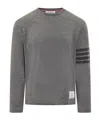 Thom Browne Striped Wool-blend Jersey T-shirt In Gray