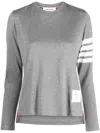 Thom Browne 4-bar Long-sleeve Cotton Jersey Ruby T-shirt In Grey