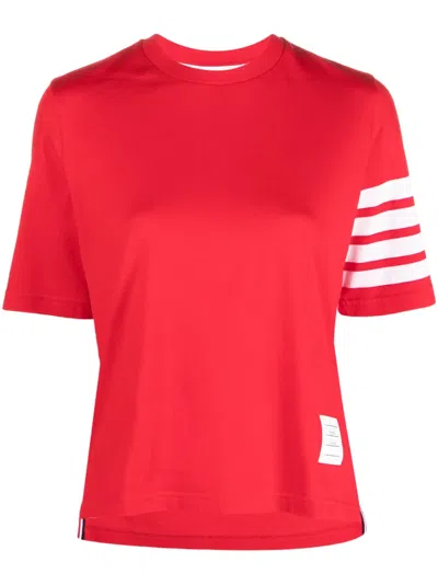 Thom Browne T-shirt Mit Streifen In Red