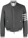 Thom Browne Grey Bomber Jacket With Signature 4bar Stripe In Wool Man In 灰色