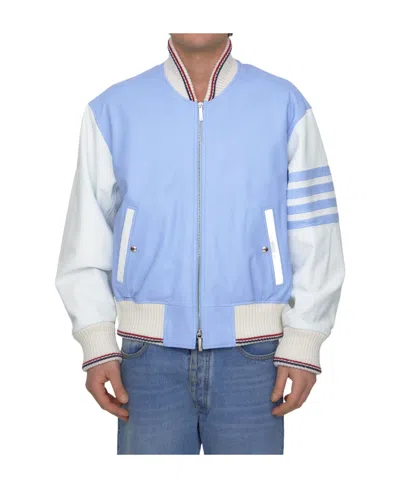 Thom Browne 4 Bar Stripe Bomber Jacket In Blue
