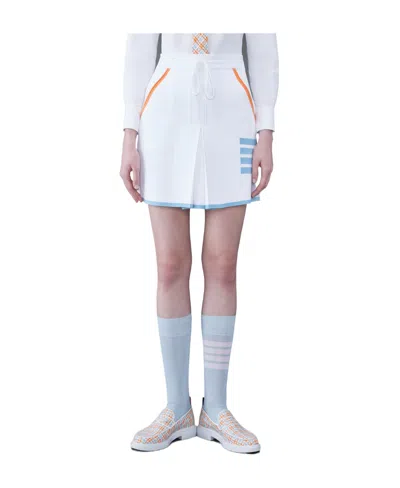 Thom Browne 4-bar Stripe Box Pleat Miniskirt In Blue