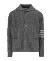 Thom Browne 4-bar Stripe Cable-knit Cardigan In Black