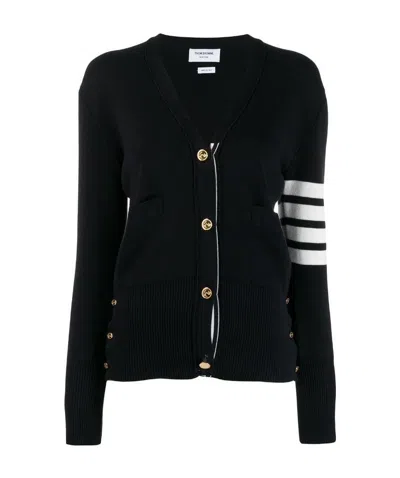 THOM BROWNE THOM BROWNE 4-BAR V-NECK KNITTED CARDIGAN