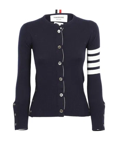 THOM BROWNE THOM BROWNE 4-BAR STRIPED BUTTONED CARDIGAN