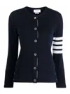 Thom Browne 4-bar Stripes Cashmere Cardigan In Dark Blue