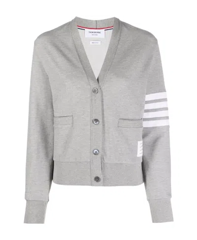 THOM BROWNE 4-BAR STRIPE V-NECK KNITTED CARDIGAN