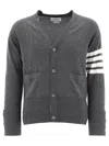 Thom Browne 4-bar Stripe Cardigan In Grey