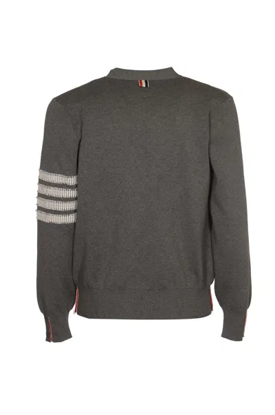 Thom Browne 4 Bar Stripe Cardigan In Grey