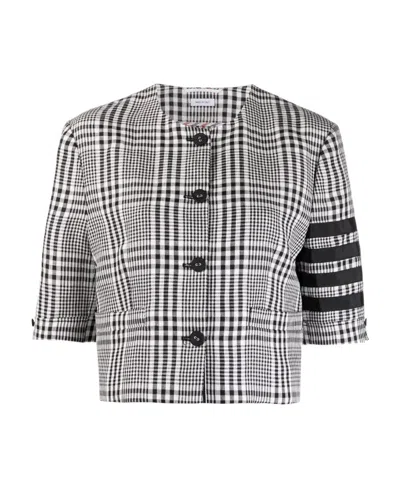 Thom Browne 4-bar Stripe Cardigan Jacket In Gray