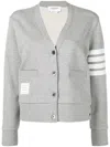 Thom Browne 4-bar Stripe Cardigan In Lt Grey