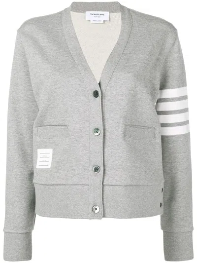 Thom Browne 4-bar Stripe Cardigan In Gray