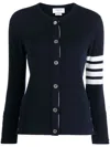 Thom Browne 4-bar Stripes Cashmere Cardigan In Navy