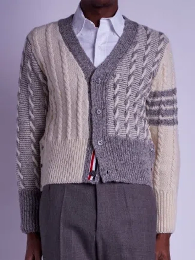 Thom Browne 4-bar Stripe Cardigan In White