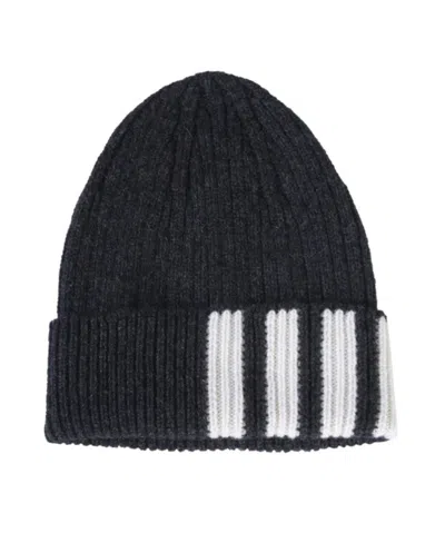 Thom Browne 4-bar Stripe Cashmere Rib Hat In Black
